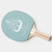 ビーチハウスファミリーネームティール(緑がかった色)いかり 卓球ラケット (横)