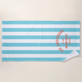 ビーチハウスファミリーネームブルーカバナストライプ ビーチタオル (正面)