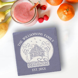 ビーチハウスファミリー名いかりブ航海のルーホワイト ストーンコースター