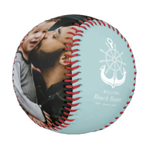 ビーチハウスファミリー名と写真いかり 野球ボール