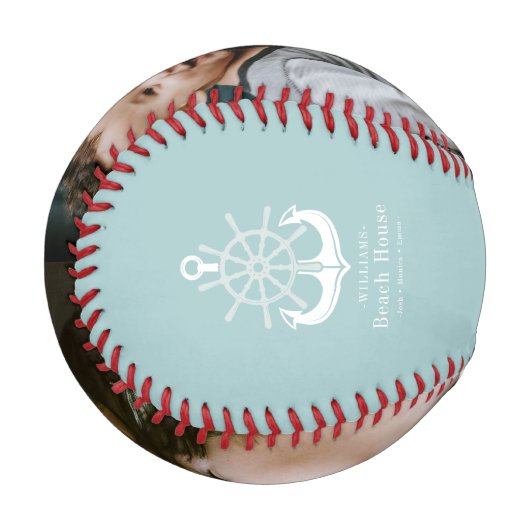ビーチハウスファミリー名と写真いかり 野球ボール (正面左)