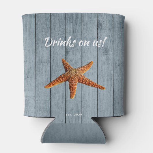 ビーチハウスファミリー名パーソナライズされたパーティー 缶クーラー (裏面)