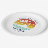 ビーチハウスファミリー懇親会シーサイドパームツリーズ ペーパープレート (アングル)