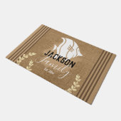 ビーチハウスフィッシュバーラップファミリーネーム ドアマット (アングル)