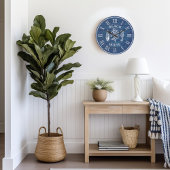 ビーチハウスブルーウッドコーラルシーホースラージクロック ラージ壁時計