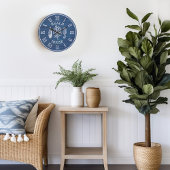 ビーチハウスブルーウッドコーラルシーホースラージクロック ラージ壁時計