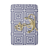 ビーチハウスブルーギリシャパターン航海のいかり バスマット (正面縦)