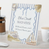 ビーチハウスブルーコースタルシックゲストブック 台座サイン (インサイチュ)