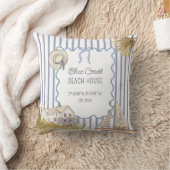 ビーチハウスブルーコースタルシックブルーストライプズ クッション (ブランケット)