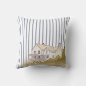 ビーチハウスブルーコースタルシックブルーストライプズ クッション (裏面)