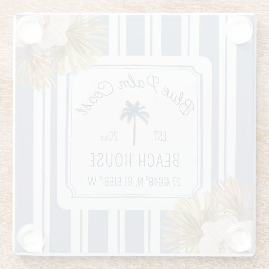 ビーチハウスブルーストリップコースタルボホファームハウス ガラスコースター (裏面)