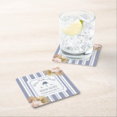 ビーチハウスブルーストリップコースタルボホファームハウス スクエアペーパーコースター (インサイチュ)