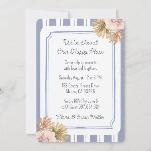 ビーチハウスブルーストリップコースト引っ越し祝いパーティーパーティー 招待状 (正面)