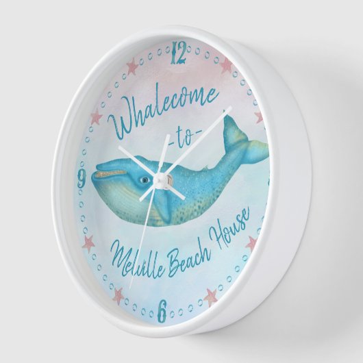 ビーチハウスブルーホエールウ航海のェレコメ |名前 壁時計 (傾斜)