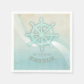 ビーチハウスボートヘルムアクアブルーID623 スタンダードカクテルナプキン (正面)