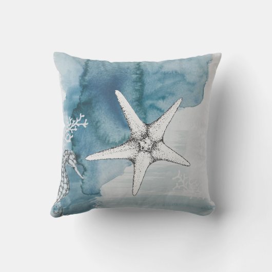 ビーチハウスモダンホワイトヒトデの姓 アウトドアクッション (裏面)