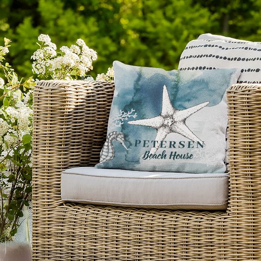 ビーチハウスモダンホワイトヒトデの姓 アウトドアクッション