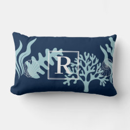 ビーチハウスモノグラム装飾用クッション ランバークッション