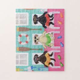 ビーチハウスラブラドール絵画ボーイズ ジグソーパズル