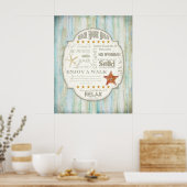 ビーチハウスルールシーショアコテージホームデコールアート ポスター (キッチン)