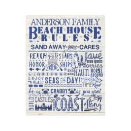 ビーチハウスルールズブルー |ファミパーソナライズされたリー海 メタルプリント