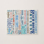 ビーチハウスルールファミリーコテージ標識 |カスタム ジグソーパズル (横)