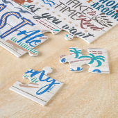 ビーチハウスルールファミリーコテージ標識 |カスタム ジグソーパズル (側面)