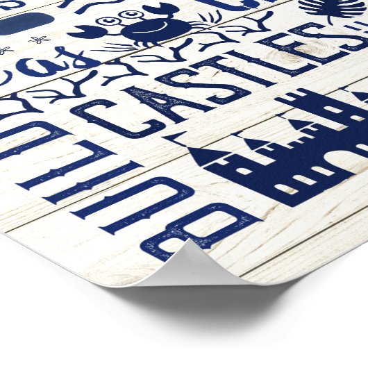 ビーチハウスルールブルーコースタルファパーソナライズされたミリ ポスター (角)