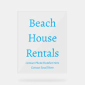 ビーチハウスレンタルカスタムタイポグラフィミニマル アクリルサイン (正面)