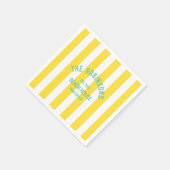 ビーチハウス名前をカスタムするイエローカバナストライプホテル スタンダードカクテルナプキン (角)