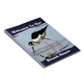 ビーチハウス白黒ウェイディングバードフォトウェルカム ノートブック (右側)