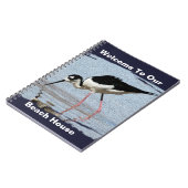 ビーチハウス白黒ウェイディングバードフォトウェルカム ノートブック (左側)