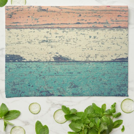 ビーチハウス絵を描ウッドオセアンサイドストライプの キッチンタオル (折り畳み)