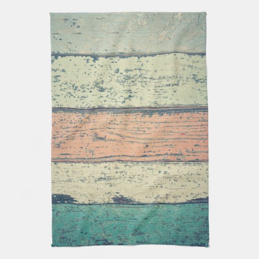 ビーチハウス絵を描ウッドオセアンサイドストライプの キッチンタオル (縦)