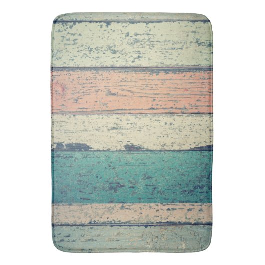 ビーチハウス絵を描ウッドオセアンサイドストライプの バスマット (正面縦)