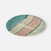 ビーチハウス絵を描ウッドオセアンサイドストライプの ペーパープレート (アングル)