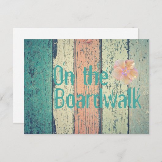 ビーチハウス絵を描ウッドオセアンサイドストライプの ポストカード (正面/裏面)