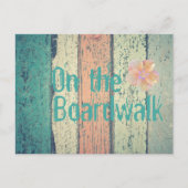 ビーチハウス絵を描ウッドオセアンサイドストライプの ポストカード (正面)