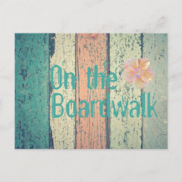 ビーチハウス絵を描ウッドオセアンサイドストライプの ポストカード