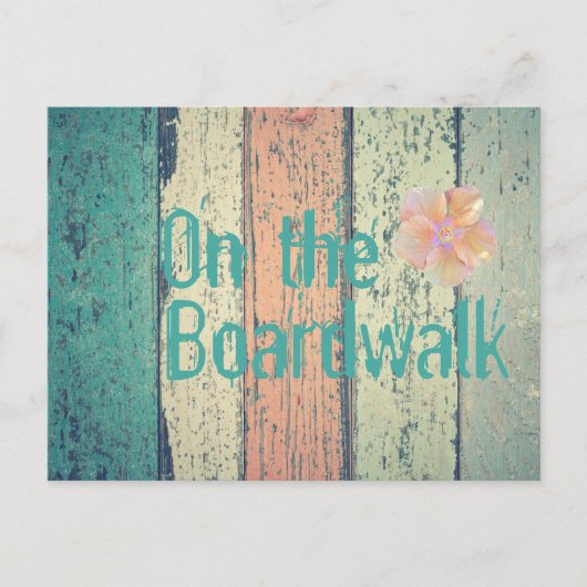 ビーチハウス絵を描ウッドオセアンサイドストライプの ポストカード (正面)