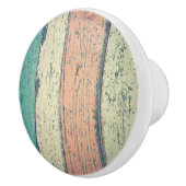 ビーチハウス絵を描ウッドストライプのティール(緑がかった色)ピーチサンド セラミックノブ (右)