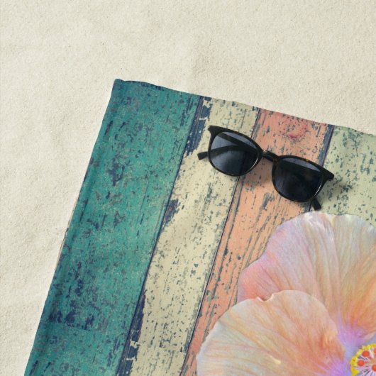 ビーチハウス絵を描ウッドハイストライプのビスカス ビーチタオル (インサイチュ)