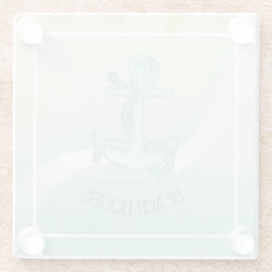 ビーチハウス航海のいかりアンドロープアクアID623 ガラスコースター (裏面)