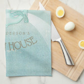 ビーチハウス航海のいかりアンドロープアクアID623 キッチンタオル (四つ折り)