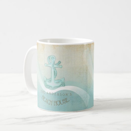 ビーチハウス航海のいかりアンドロープアクアID623 コーヒーマグカップ (正面左)