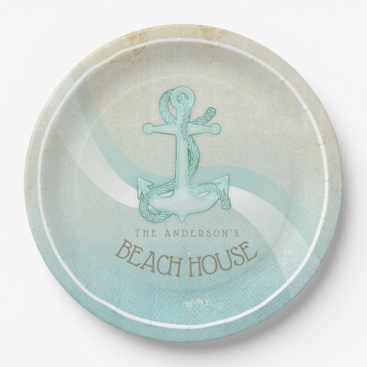 ビーチハウス航海のいかりアンドロープアクアID623 ペーパープレート (正面)