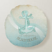 ビーチハウス航海のいかりアンドロープアクアID623 ラウンドクッション (正面)