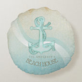 ビーチハウス航海のいかりアンドロープアクアID623 ラウンドクッション (裏面)