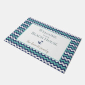 ビーチハウス航海のいかりブルーアクアウェルカム ドアマット (アングル)