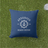 ビーチハウス航海のいかりロープヘルムネイビーブルー アウトドアクッション (芝生)